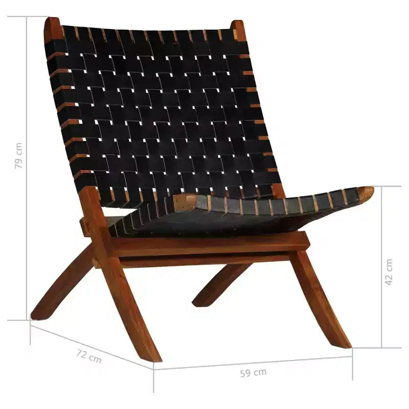 vidaXL Chaise Cuir de chèvre véritable, Bois d'acacia massif Taille standard