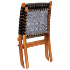 vidaXL Chaise Cuir de chèvre véritable, Bois d'acacia massif Taille standard