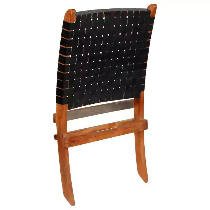 vidaXL Chaise Cuir de chèvre véritable, Bois d'acacia massif Taille standard