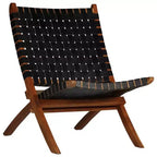 vidaXL Chair Real goat leather, Solid acacia wood Standard size