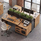 Costway 71 Executive Desk with Open Compartments, Storage Drawers & Single-Door Cabinet Natural