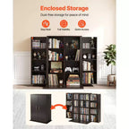 VEVOR Media Storage Cabinet, 4-Tier DVD Shelf Organizer, 24.02 x 14.49 x 33.31 in Multimedia Storage Organizer for CDs, DVDs, Books, Games, Brown