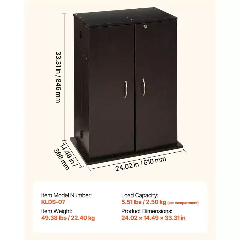 VEVOR Media Storage Cabinet, 4-Tier DVD Shelf Organizer, 24.02 x 14.49 x 33.31 in Multimedia Storage Organizer for CDs, DVDs, Books, Games, Brown