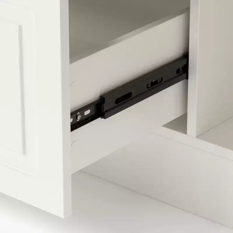 Homsee White 2-in-1 Kitchen Island with Table  Stone Grain Surface, Multi-Drawer Storage, Outlets & Easy Clean