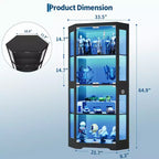 Glass Display Cabinet, 4-Tier Curio Cabinets, Corner Curio Cabinets for Collectibles/Toys/Books, Storage Cabinets for Living Room