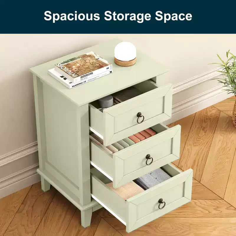 Heynemo Modern Painted 3-Drawer Nightstand
