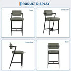 Lot de 2 tabourets de bar rembourrés style ferme, chaises hautes avec coussins moelleux, dossier et cadre en métal pour îlot de cuisine et bar à domicile