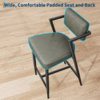Lot de 2 tabourets de bar rembourrés style ferme, chaises hautes avec coussins moelleux, dossier et cadre en métal pour îlot de cuisine et bar à domicile