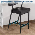 Lot de 2 tabourets de bar rembourrés style ferme, chaises hautes avec coussins moelleux, dossier et cadre en métal pour îlot de cuisine et bar à domicile