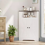 64.8 Tall Farmhouse Corner Cabinet with 4 Barn Doors & 5 Shelves, Space-Saving Storage Cabinet for Living Room, Kitchen, Laundry Room, Wood Shelf