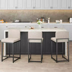 Lot de 2 tabourets de bar, hauteur de comptoir 63 cm, en cuir PU avec dossier, chaises rembourrées modernes avec pieds en métal pour îlot de cuisine, bar, comptoir