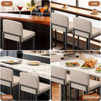 Lot de 2 tabourets de bar, hauteur de comptoir 63 cm, en cuir PU avec dossier, chaises rembourrées modernes avec pieds en métal pour îlot de cuisine, bar, comptoir