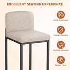 Lot de 2 tabourets de bar, hauteur de comptoir 63 cm, en cuir PU avec dossier, chaises rembourrées modernes avec pieds en métal pour îlot de cuisine, bar, comptoir
