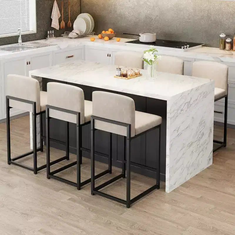 Lot de 2 tabourets de bar, hauteur de comptoir 63 cm, en cuir PU avec dossier, chaises rembourrées modernes avec pieds en métal pour îlot de cuisine, bar, comptoir