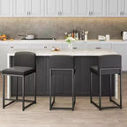 Lot de 2 tabourets de bar, hauteur de comptoir 63 cm, en cuir PU avec dossier, chaises rembourrées modernes avec pieds en métal pour îlot de cuisine, bar, comptoir