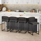 Lot de 2 tabourets de bar, hauteur de comptoir 63 cm, en cuir PU avec dossier, chaises rembourrées modernes avec pieds en métal pour îlot de cuisine, bar, comptoir
