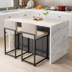 Lot de 2 tabourets de bar, hauteur de comptoir 63 cm, en cuir PU avec dossier, chaises rembourrées modernes avec pieds en métal pour îlot de cuisine, bar, comptoir