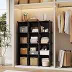Organisateur de rangement 12 cubes, étagère en PVC empilable à monter soi-même, unité polyvalente pour chambre/salon/bureau à domicile
