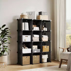 Organisateur de rangement 12 cubes, étagère en PVC empilable à monter soi-même, unité polyvalente pour chambre/salon/bureau à domicile
