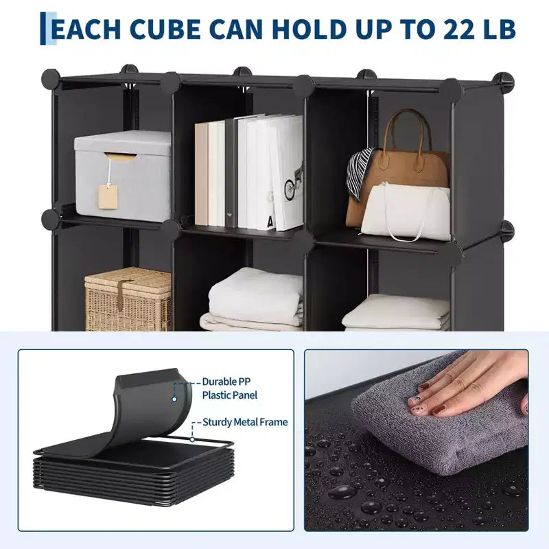 Organisateur de rangement 12 cubes, étagère en PVC empilable à monter soi-même, unité polyvalente pour chambre/salon/bureau à domicile
