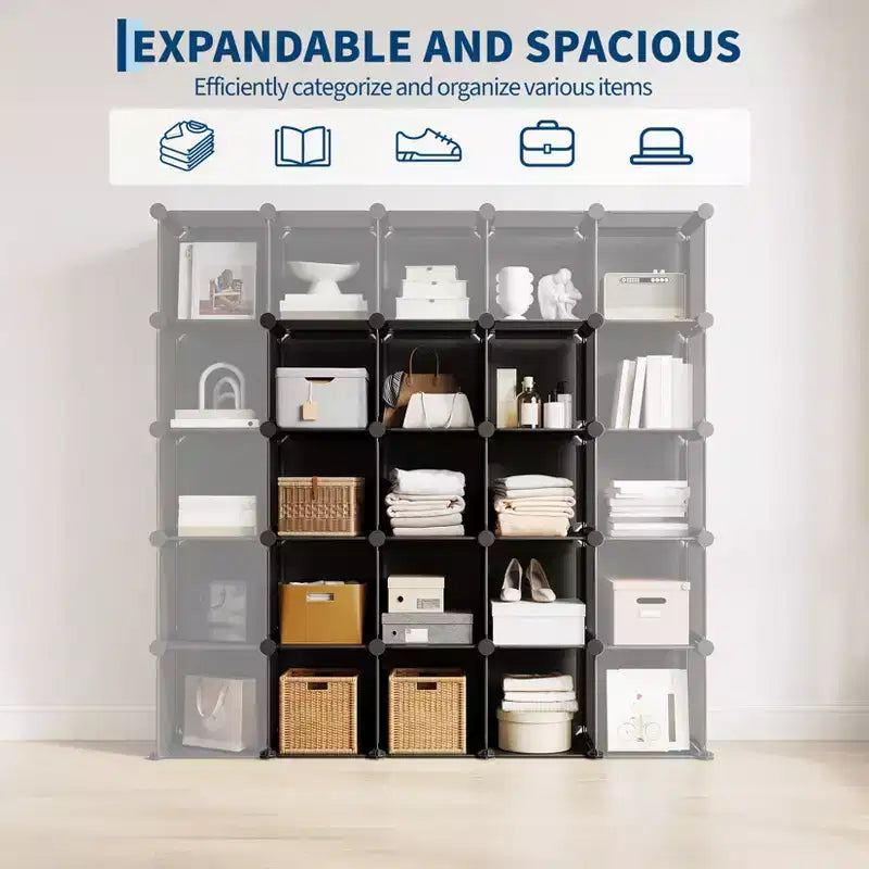 Organisateur de rangement 12 cubes, étagère en PVC empilable à monter soi-même, unité polyvalente pour chambre/salon/bureau à domicile