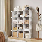 Organisateur de rangement 12 cubes, étagère en PVC empilable à monter soi-même, unité polyvalente pour chambre/salon/bureau à domicile