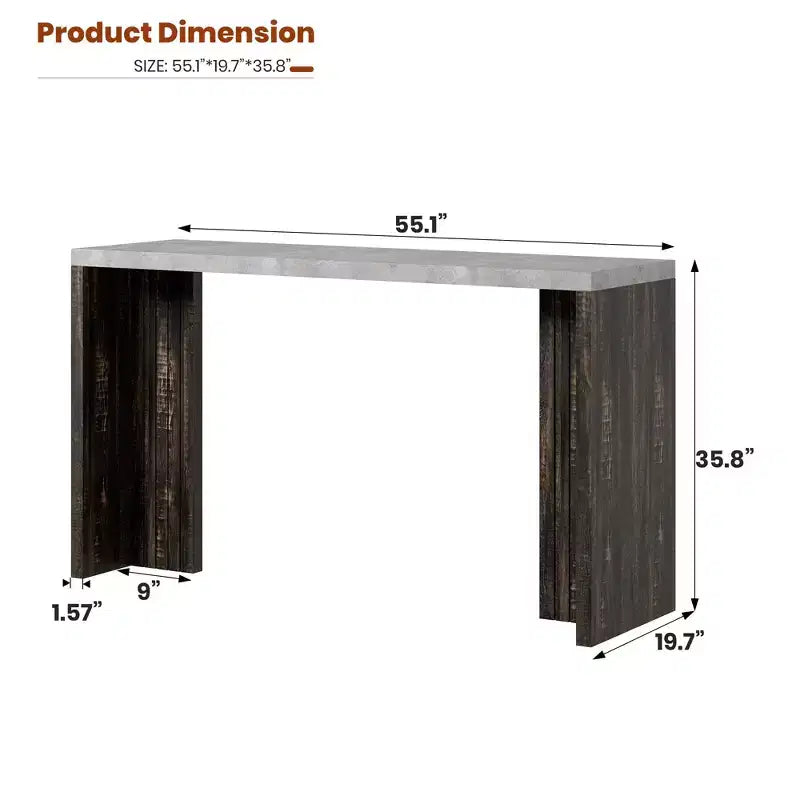 Table de bar rectangulaire moderne 55 en faux marbre, hauteur comptoir - Table de salle à manger haute pour cuisine et salon - Table de pub ou îlot de cuisine