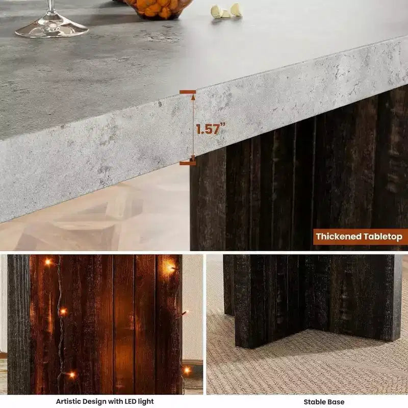 Table de bar rectangulaire moderne 55 en faux marbre, hauteur comptoir - Table de salle à manger haute pour cuisine et salon - Table de pub ou îlot de cuisine