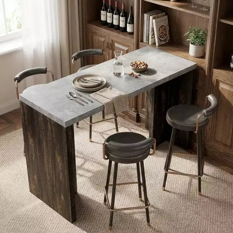 Table de bar rectangulaire moderne 55 en faux marbre, hauteur comptoir - Table de salle à manger haute pour cuisine et salon - Table de pub ou îlot de cuisine