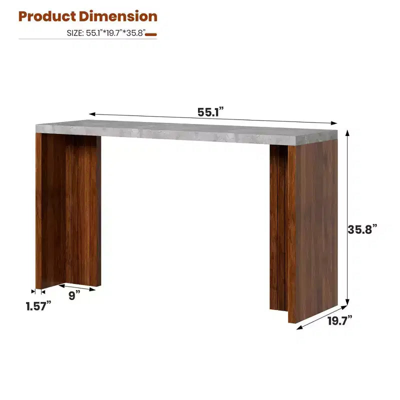 Table de bar rectangulaire moderne 55 en faux marbre, hauteur comptoir - Table de salle à manger haute pour cuisine et salon - Table de pub ou îlot de cuisine