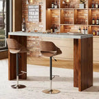 Table de bar rectangulaire moderne 55 en faux marbre, hauteur comptoir - Table de salle à manger haute pour cuisine et salon - Table de pub ou îlot de cuisine