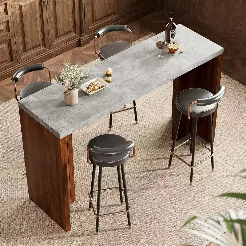 Table de bar rectangulaire moderne 55 en faux marbre, hauteur comptoir - Table de salle à manger haute pour cuisine et salon - Table de pub ou îlot de cuisine