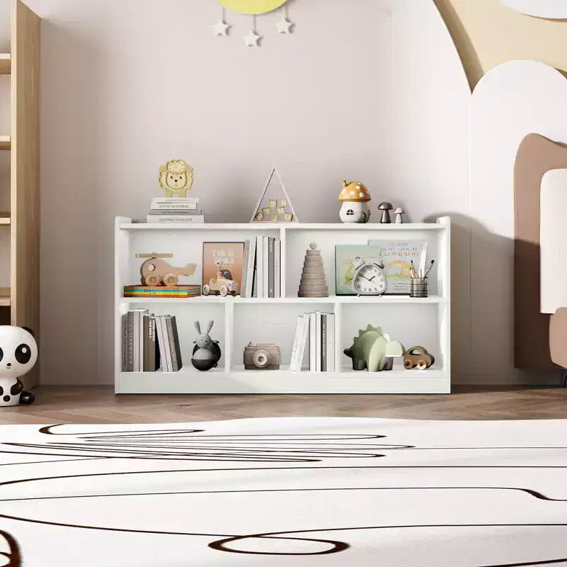 Meuble de rangement pour enfants en bois avec 5 sections, bibliothèque Montessori et organisateur de jouets pour crèche, salle de jeux, salle de classe et chambre à coucher
