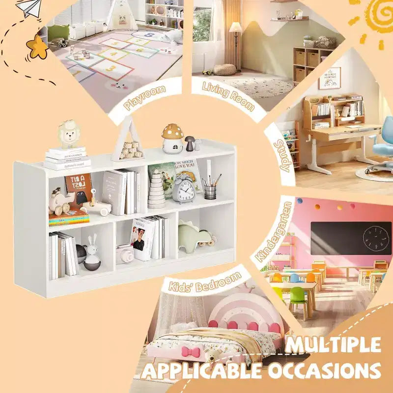 Meuble de rangement pour enfants en bois avec 5 sections, bibliothèque Montessori et organisateur de jouets pour crèche, salle de jeux, salle de classe et chambre à coucher