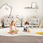Meuble de rangement pour enfants en bois avec 5 sections, bibliothèque Montessori et organisateur de jouets pour crèche, salle de jeux, salle de classe et chambre à coucher