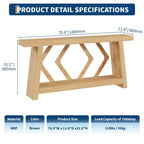 Console de 70,9 po tout en bois - Table d'entrée et de couloir étroite à 2 niveaux - Table de canapé rustique marron de style ferme avec pieds trapézoïdaux
