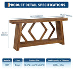 Console de 70,9 po tout en bois - Table d'entrée et de couloir étroite à 2 niveaux - Table de canapé rustique marron de style ferme avec pieds trapézoïdaux