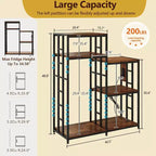 Support réglable à 6 niveaux pour mini-réfrigérateur avec 3 prises de courant - Étagère de cuisine et organisateur de bar à café robuste - Capacité de 163 kg - Idéal pour dortoir et appartement