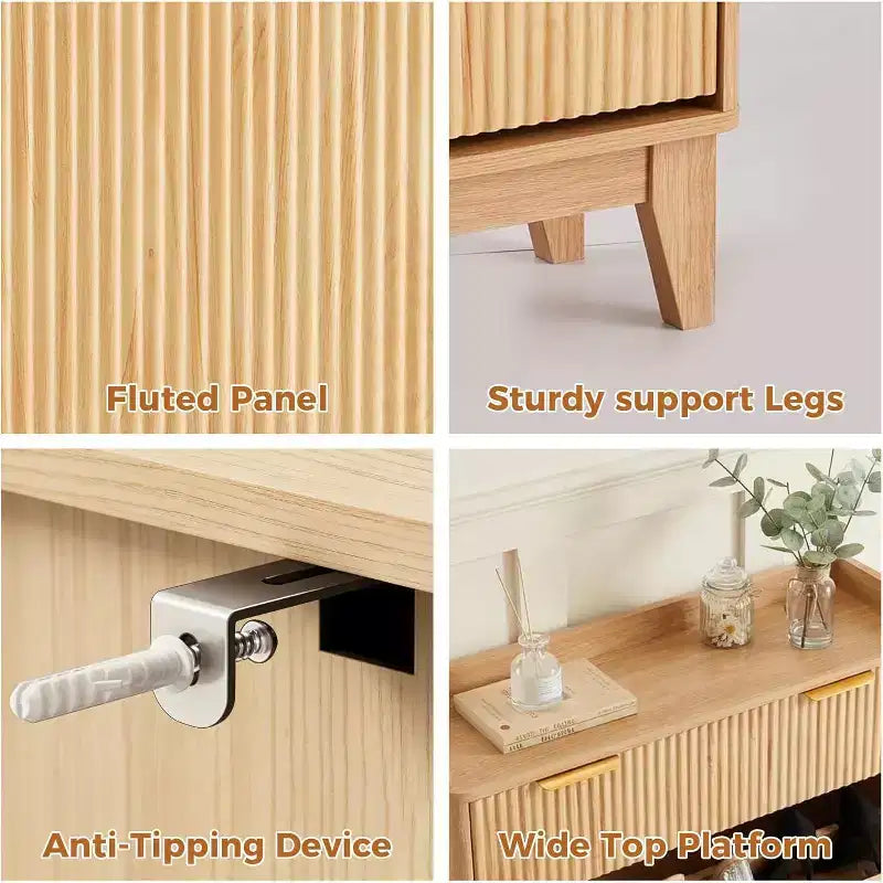 Meuble à chaussures fin cannelé pour entrée, organiseur d'entrée moderne et étroit avec 2 portes, étagères réglables, solution de rangement compacte pour la maison