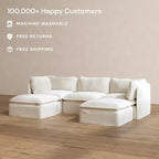 Anabei Modular Washable 3-Seater U-Sectional Sofa | Deluxe+ Seat & Cloud Pillow