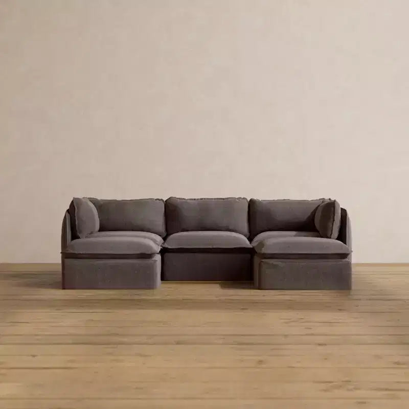 Anabei Modular Washable 3-Seater U-Sectional Sofa | Deluxe+ Seat & Cloud Pillow