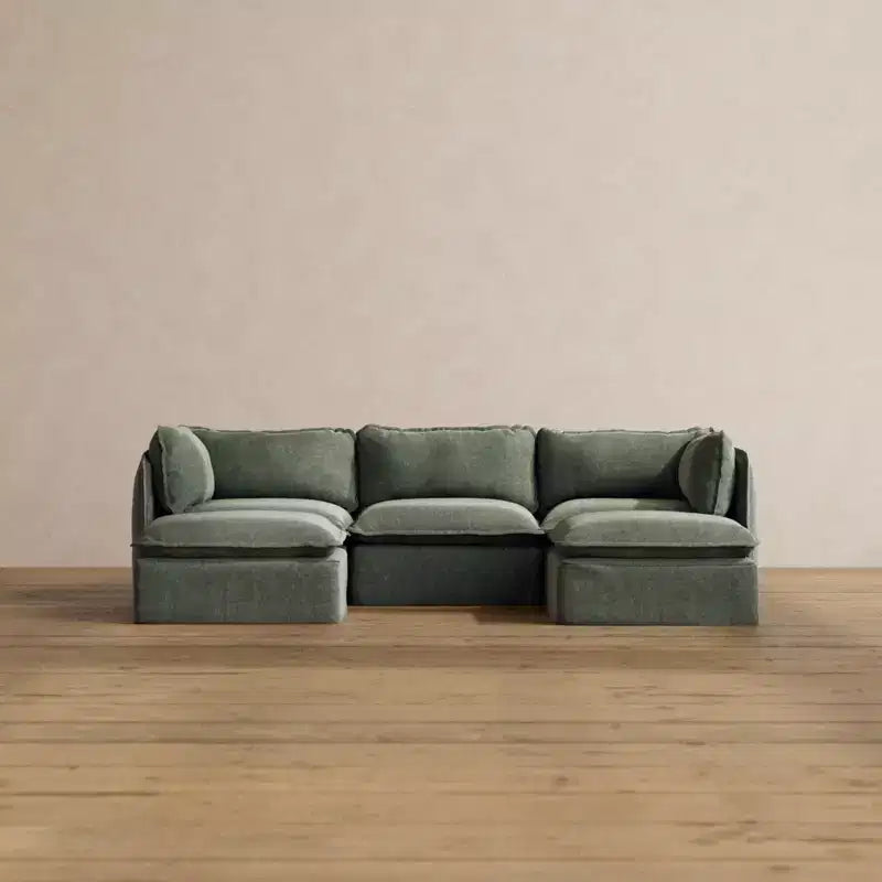 Anabei Modular Washable 3-Seater U-Sectional Sofa | Deluxe+ Seat & Cloud Pillow