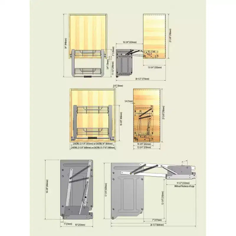 Rev-A-Shelf Étagère de rangement escamotable robuste 24 po pour armoires hautes de cuisine/salle de bain, rangement à deux niveaux à montage mural, chrome, 5PD-24CRN