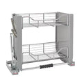 Rev-A-Shelf 24 Pull Down Heavy Duty Shelf Organizer for Tall Kitchen/ Bathroom Cabinets, Dual Tier Wall Mounted Pantry Storage, Chrome, 5PD-24CRN