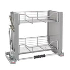 Rev-A-Shelf 24 Pull Down Heavy Duty Shelf Organizer for Tall Kitchen/ Bathroom Cabinets, Dual Tier Wall Mounted Pantry Storage, Chrome, 5PD-24CRN