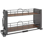 Rev-A-Shelf Étagère de rangement escamotable robuste 24 po pour armoires hautes de cuisine/salle de bain, rangement à deux niveaux à montage mural, chrome, 5PD-24CRN