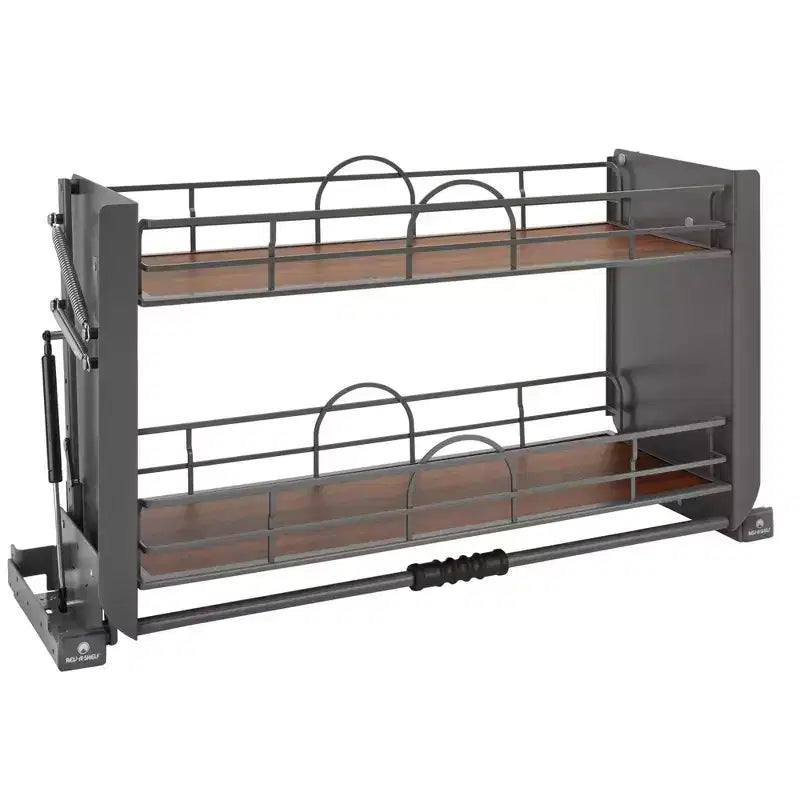 Rev-A-Shelf Étagère de rangement escamotable robuste 24 po pour armoires hautes de cuisine/salle de bain, rangement à deux niveaux à montage mural, chrome, 5PD-24CRN