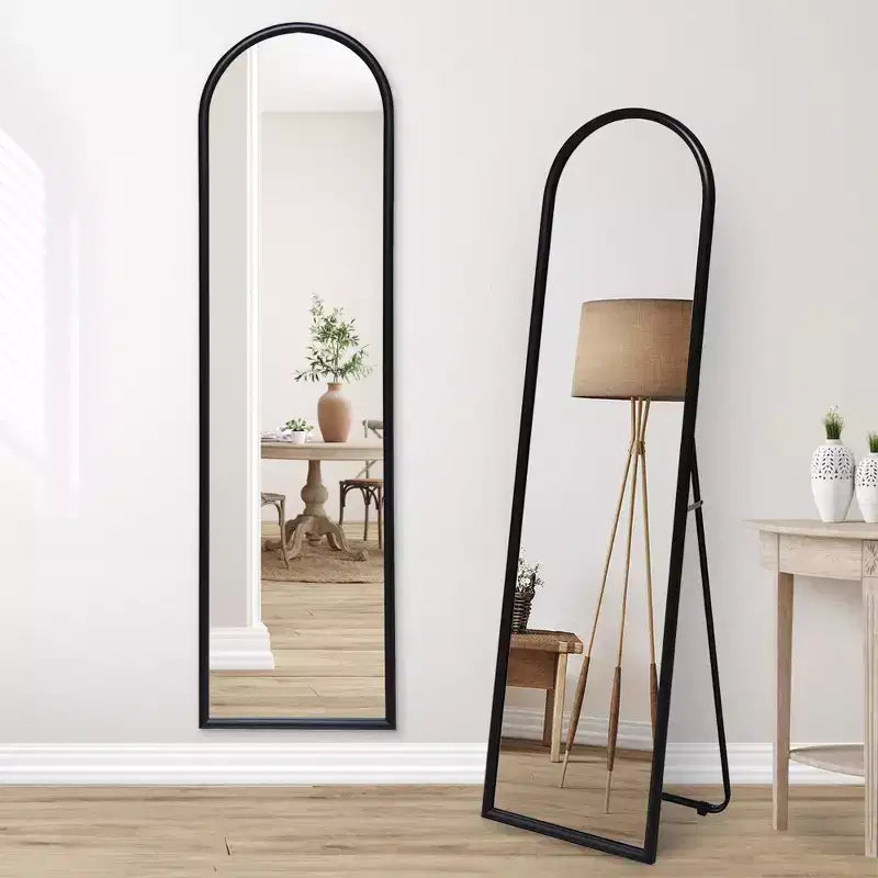 Americanflat 15x59 Arched Mirror with Stand- Large- Black - Premium Home Decor Style - Shatter-Resistant Glass - Elegant Modern Design - Modern