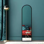 Miroir arqué Americanflat 15x59 avec support - Grand - Noir - Style de décoration d'intérieur haut de gamme - Verre incassable - Design moderne élégant - Moderne