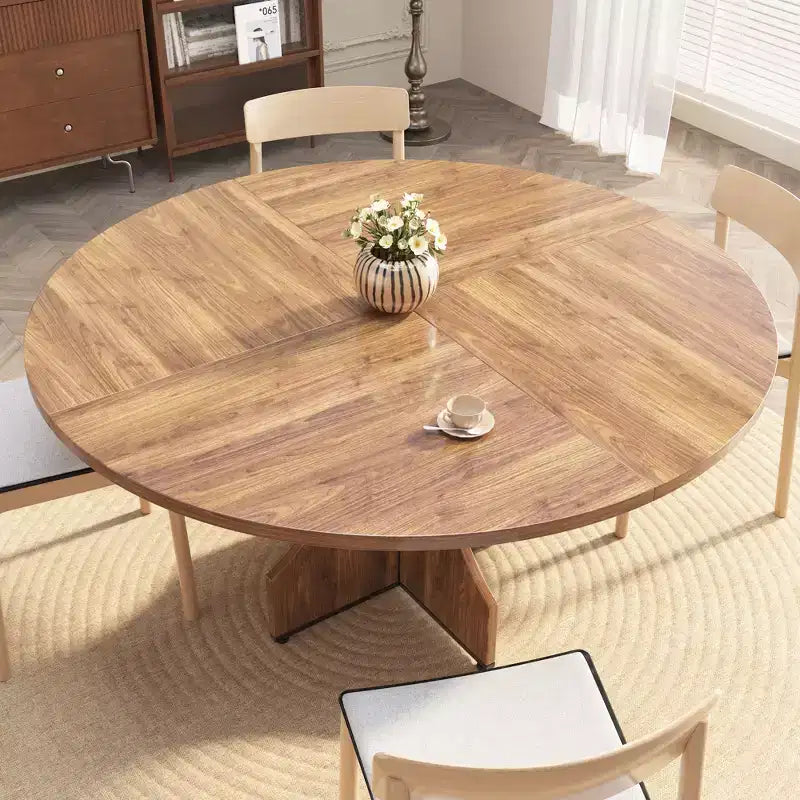 Contemporary Round Dining Table  47 Inch Black Wood Table for 4-6, Storage Shelf, Adjustable Feet, Sturdy & Easy to Clean, for Kitchen or Apartment